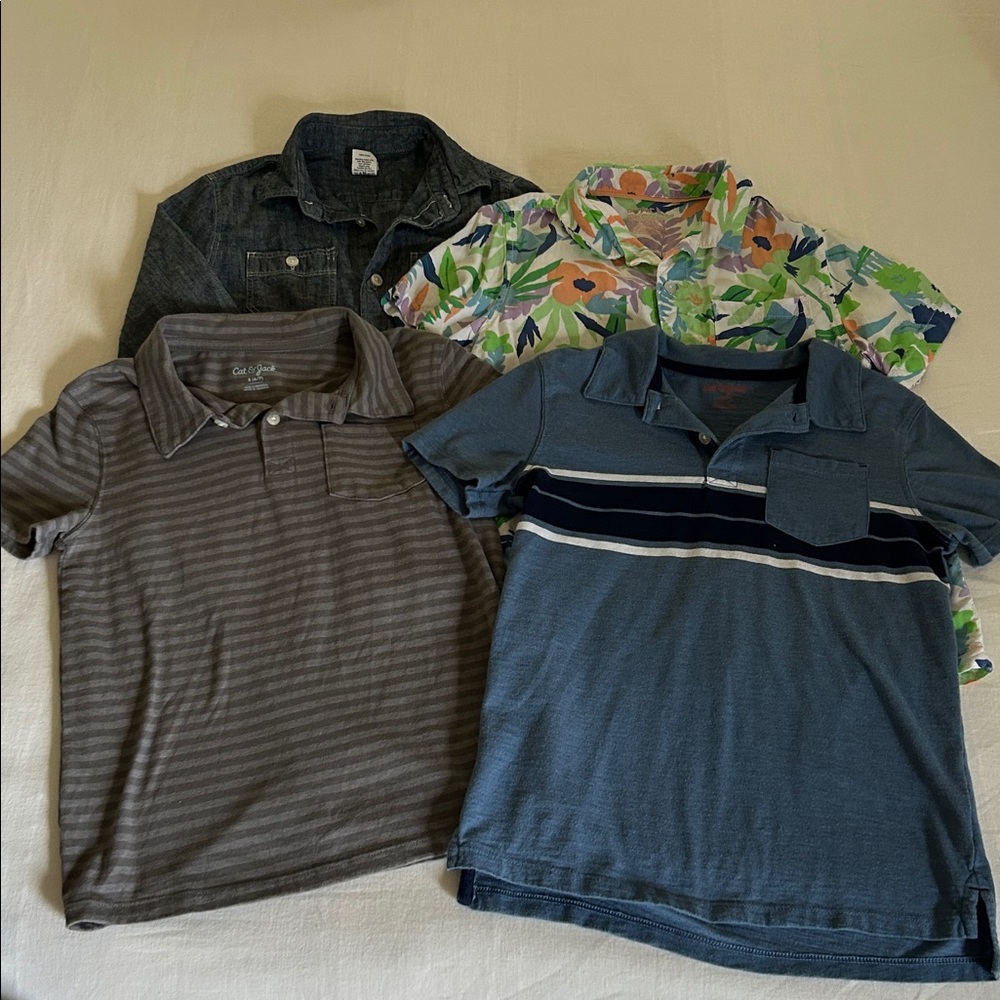 Lot of 4 boys’ Cat and Jack/J Crew shirts - size 6-7